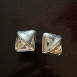 Sterling Silver Square Geometric Clip-on Earrings